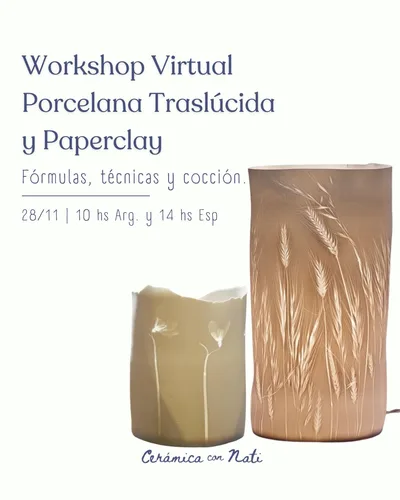 Dos lámparas de porcelana traslúcida encendidas, con espigas y flores grabadas que se ven a contraluz
