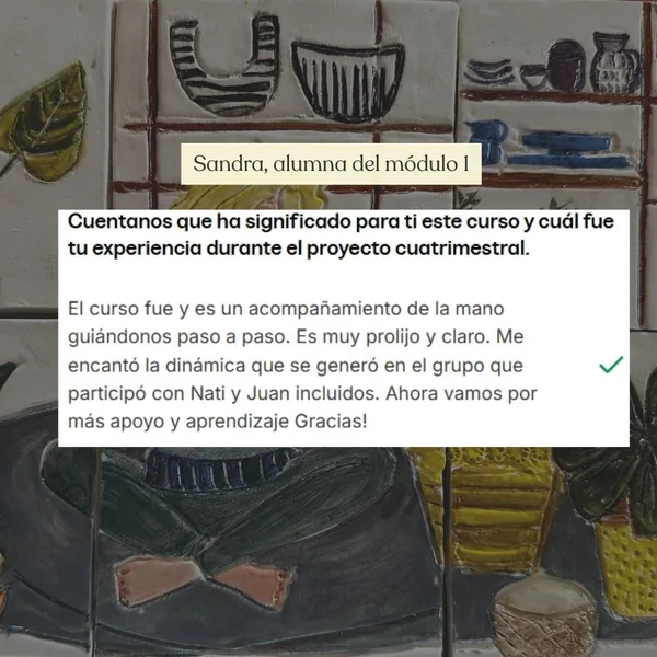 Mensaje de una alumna agradeciendo el acompañamiento durante el curso